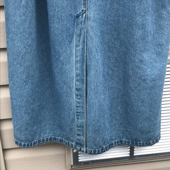 VTG Color Me Cotton Blue Denim Duster Coat Embroidered Flowers/ Buttons  L/XL - Picture 11 of 16